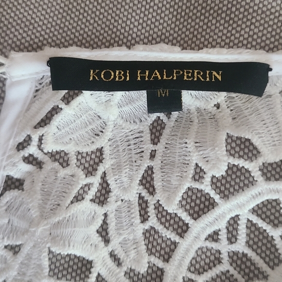 KOBI HALPERIN White Embroidered Guipure Lace Blouse Lantern Sleeve EUC M - Picture 13 of 16